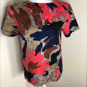 Vintage Silk Land Multicolor Top Blouse Women Size Small